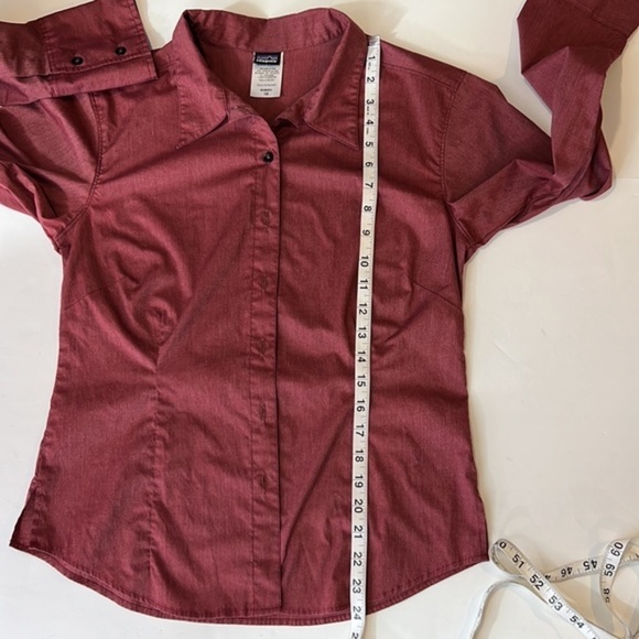 PATAGONIA Women’s Long Sleeve Button Down Maroon Burgundy Shirt Sz 10 - Picture 9 of 9